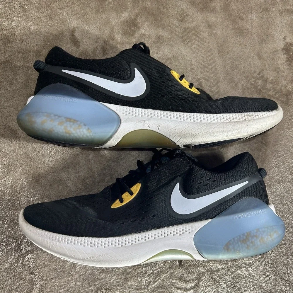 Nike Joyride Run Flyknit Black White Blue Yellow Mens Running Shoes Size‎ 10.5